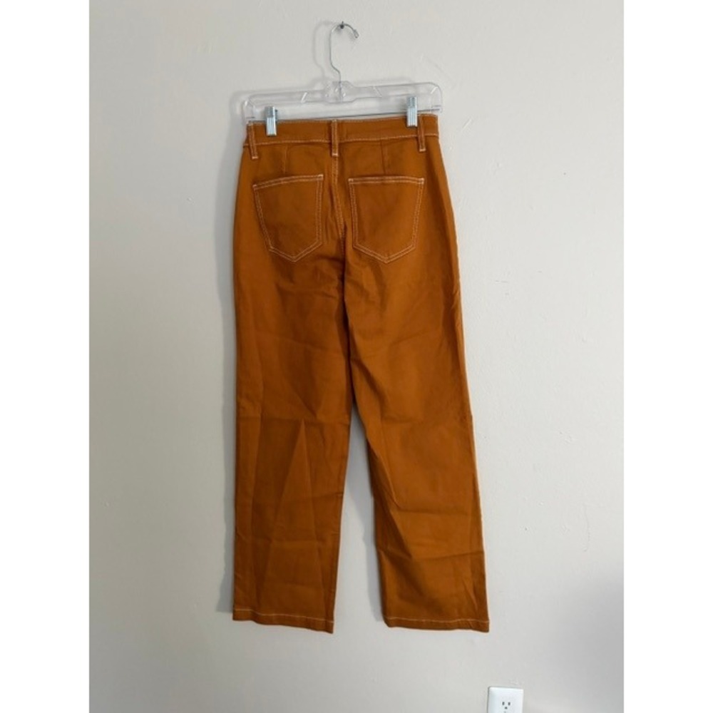 Market & Spruce Womens Rust Orange High Rise Button Fly Wide Leg Pants Size 2 - Picture 2 of 3